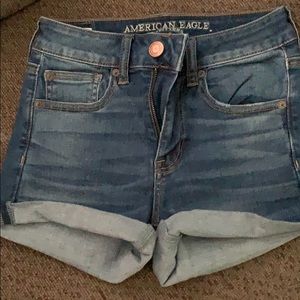 American Eagle hi rise shortie jean shorts